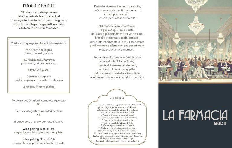 Farmacia Bistrot Menu Cena Parte 1 - Giugno 2026